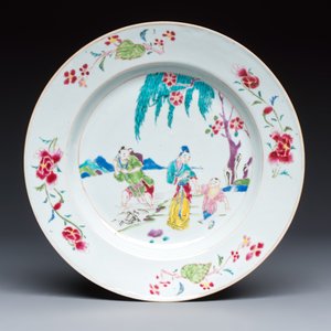 A Chinese famille rose 'Fisherman, Lady and Child' plate — foto 1