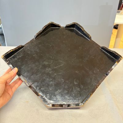 A Chinese famille rose 'Foreigners Hunting' six-piece sweetmeat set on a wooden tray — photo 32