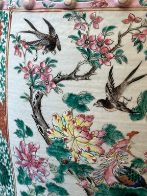 A Chinese famille rose garden seat with birds among blossoming branches, 19th C. — 照片 12