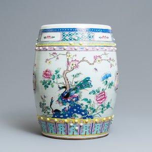 A Chinese famille rose garden seat with flowers among blossoms, 19th C. — 照片 5