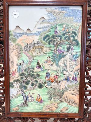 A Chinese famille rose 'gathering of sages' plaque, mounted in a wooden frame, Republic — photo 2