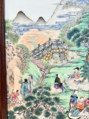 A Chinese famille rose 'gathering of sages' plaque, mounted in a wooden frame, Republic — photo 4