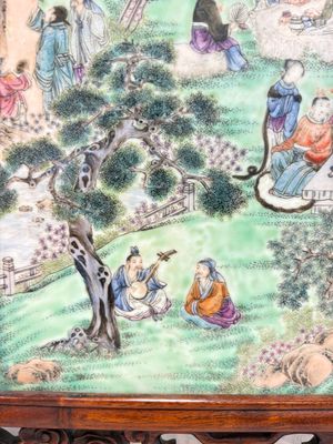 A Chinese famille rose 'gathering of sages' plaque, mounted in a wooden frame, Republic — photo 6