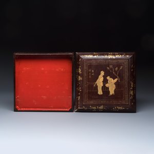 A Chinese famille rose 'Goldfish' nine-piece sweetmeat set in a gilt-lacquered box and cover — photo 4
