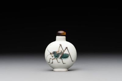 A Chinese famille rose 'grasshopper' snuff bottle, Daoguang mark and of the period