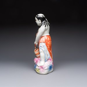 A Chinese famille rose group of Liu Hai and his three-legged toad, Wei Hongtai Zao 魏洪泰造 mark, Republic — photo 3