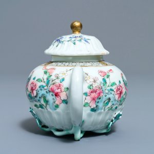 A Chinese famille rose helmet-shaped jug and a relief-decorated teapot, Yongzheng — photo 11