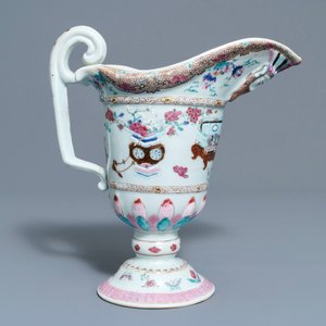 A Chinese famille rose helmet-shaped jug and a relief-decorated teapot, Yongzheng — photo 4