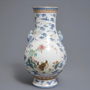 A Chinese famille rose hu vase, Qianlong mark, 20th C. — photo 3