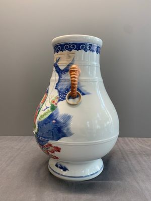 A Chinese famille rose 'hu' vase with figural design, Jiaqing mark, 19/20th C. — photo 2
