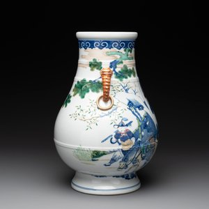 A Chinese famille rose 'hu' vase with figural design, Jiaqing mark, 19/20th C. — photo 4