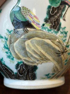 A Chinese famille rose 'hu' vase with peacocks, Yongzheng mark, 19th C. — 照片 9