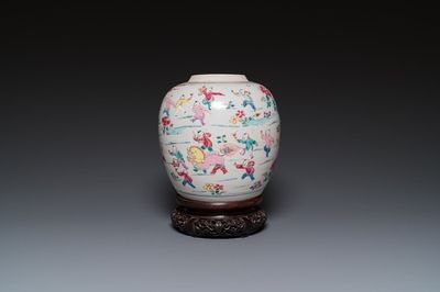 A Chinese famille rose 'hundred boys' jar, Yongzheng