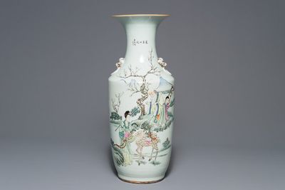 A Chinese famille rose 'Immortals' vase, 19/20th C.
