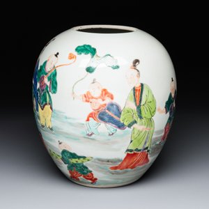 A Chinese famille rose 'ladies and boys' jar, Yongzheng/Qianlong — photo 2