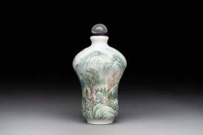 A Chinese famille rose 'landscape and poem' snuff bottle, Daoguang mark and of the period