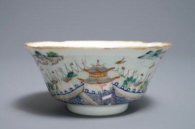 A Chinese famille rose 'landscape' bowl, Daoguang mark and of the period