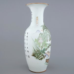 A Chinese famille rose landscape vase, 19/20th C. — 照片 4