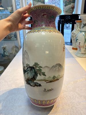 A Chinese famille rose 'Landscape' vase, Qianlong mark, 20th C. — photo 2