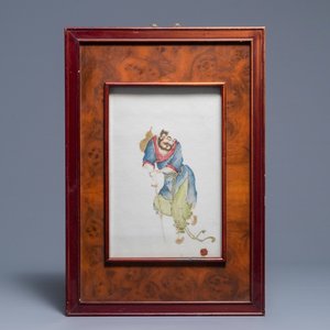 A Chinese famille rose 'Li Tieguai' plaque, 19/20th C. — 照片 1