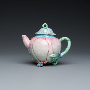 A Chinese famille rose 'lotus' teapot and cover, Yongzheng — photo 2