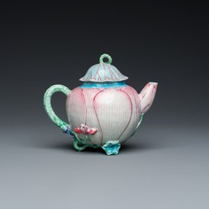 A Chinese famille rose 'lotus' teapot and cover, Yongzheng — photo 4
