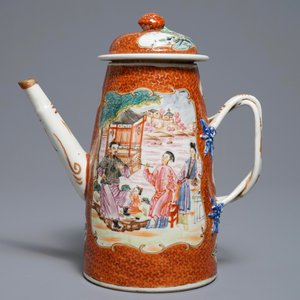 A Chinese famille rose 'mandarin' coffee jug, Qianlong — 照片 3