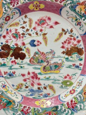 A Chinese famille rose 'mandarin ducks and Eight Immortals' dish, Qianlong — photo 2