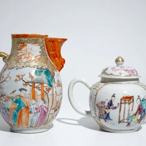 A Chinese famille rose mandarin jug and teapot with cover, Qianlong — photo 4