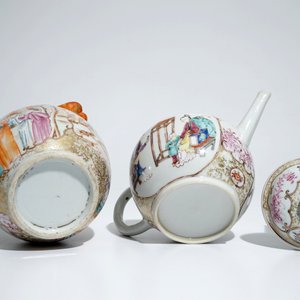 A Chinese famille rose mandarin jug and teapot with cover, Qianlong — photo 7