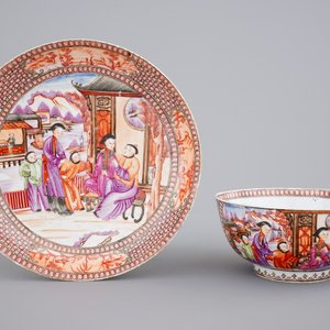 Un bol et une assiette en porcelaine de Chine, décor aux mandarins, 18ème — photo 1