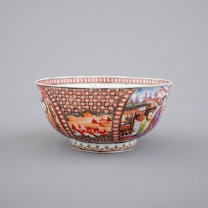 Un bol et une assiette en porcelaine de Chine, décor aux mandarins, 18ème — photo 5