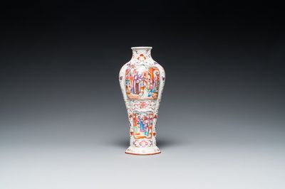 A Chinese famille rose 'mandarin subject' vase, Qianlong