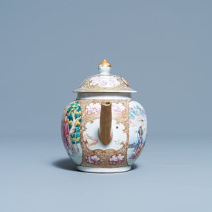 A Chinese famille rose 'Mandarin' teapot and cover, Qianlong — photo 5
