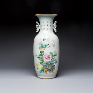 A Chinese famille rose 'Meng Mu San Qian 孟母三遷' and 'Antiquities' vase, signed Ye Yichun 葉宜春, dated 1923 — 照片 3