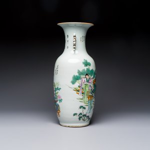 A Chinese famille rose 'Meng Mu San Qian 孟母三遷' and 'Antiquities' vase, signed Ye Yichun 葉宜春, dated 1923 — 照片 4