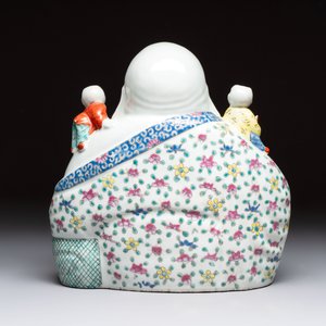 A Chinese famille rose Milefo Buddha, a famille verte jar, and a conical bowl, Zhu Mao Ji 朱茂記造 mark, 19/20th C. — foto 4