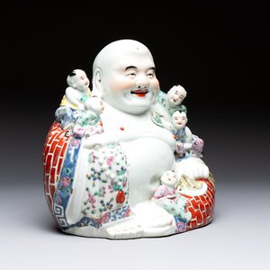 A Chinese famille rose Milefo Buddha, Mao Ji Sheng Zao 茂記生造 mark, 20th C. — foto 1