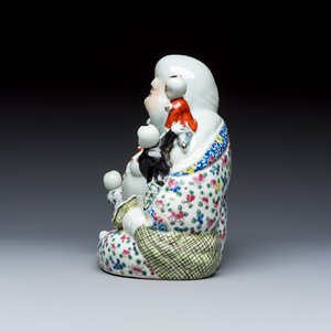 A Chinese famille rose Milefo Buddha with playing boys — photo 3