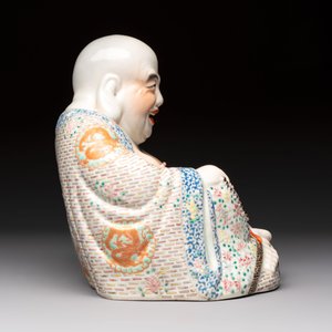 A Chinese famille rose Milefo Buddha, Yu Bingchang Zao 俞炳昌造 mark, Republic — foto 4