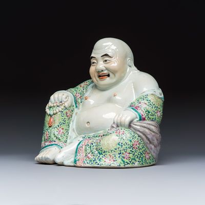 A Chinese famille rose Milefo Buddha, Tong Shun Ji Hao 同順記號 mark, Republic
