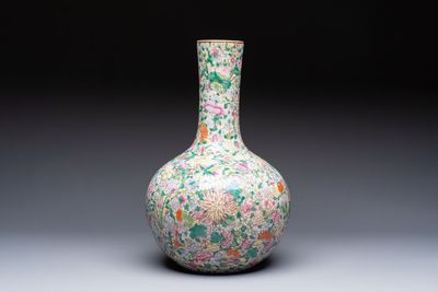 A Chinese famille rose mille-fleurs vase, Qianlong mark, Republic