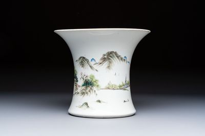 A Chinese famille rose 'Mountainous Landscape' bitong, Republic