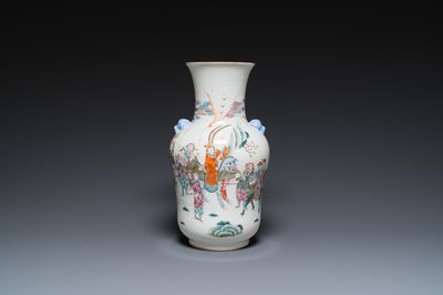 A Chinese famille rose 'narrative subject' vase, Tongzhi mark, 19/20th C.