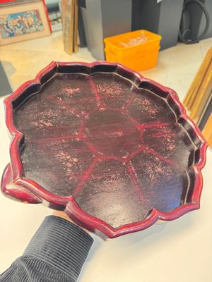 A Chinese famille rose nine-piece 'Plum Blossoms' sweetmeat set on a wooden tray, 19th C. — photo 63