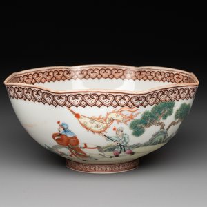 A Chinese famille rose octagonal eggshell bowl with figural design, Qianlong mark, 20th C. — foto 5