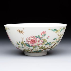 A Chinese famille rose ‘peony and dragonfly’ bowl, Yongzheng mark, Republic — photo 1