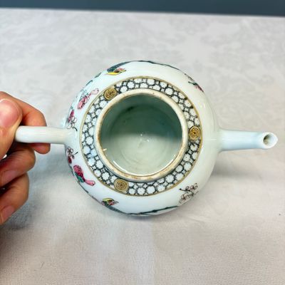 A Chinese famille rose 'Pheasant among Flowering Branches' teapot and cover with relief design — photo 5