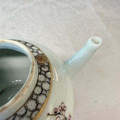 A Chinese famille rose 'Pheasant among Flowering Branches' teapot and cover with relief design — photo 7