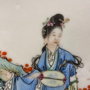 A Chinese famille rose plaque with figures in a garden, Republic — photo 13